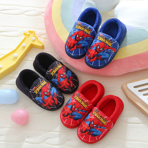Children's cotton slippers with heel for big children in winter, cartoon non-slip and warm, children's home indoor boys and girls cotton slippers trendy (heel included) big red 12 32/33 foot length 20.5CM7-8 years old