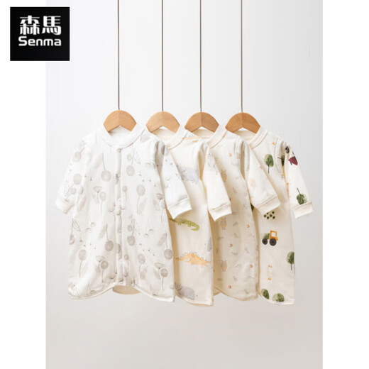 Semir children's spring and autumn baby sleeping bag children's winter anti-kick quilt warm pajamas for men and women baby quilted jumpsuit pure cotton nightgown Dandelion 59cm
