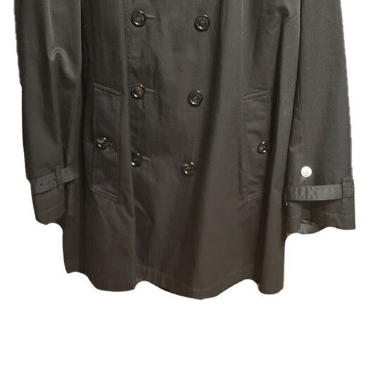 BURBERRY solid color double-breasted lapel long-sleeved windbreaker men's black black one size 48