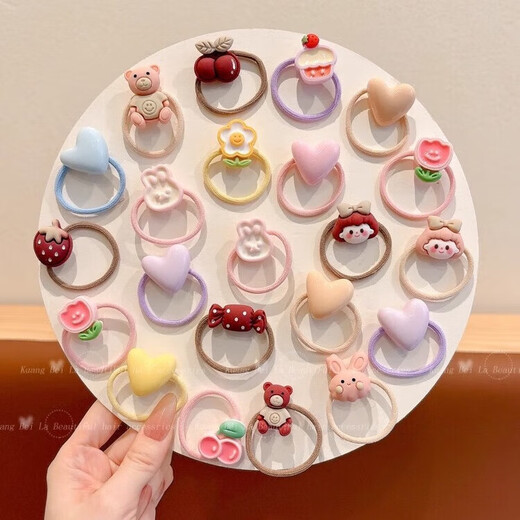 Children's cute cartoon headband hair tie girl's hair tie little girl's high elastic rubber band hair tie headband hot style 20 pieces free 1 small box /