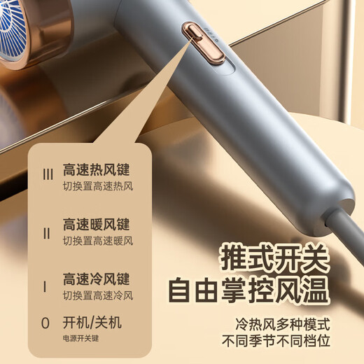 Xiaomi's same hair dryer, quick-drying, home silent negative ion hair care, high power, high wind, portable high speed hair dryer for student dormitories, elegant gray - moisturizing negative ion 120,000 rpm color box model