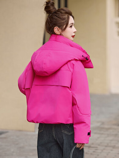 LISM shopping mall same style high-end down jacket super good-looking down jacket women's short style petite bread jacket rose red S