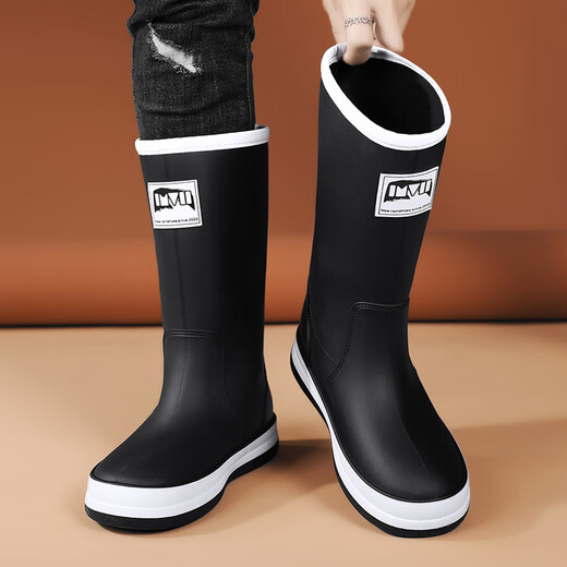 Xiaohongshu popular rain boots for men in autumn and winter, special for sea fishing, non-slip, waterproof, work protection, wear-resistant kitchen, black - flagship model 1 37
