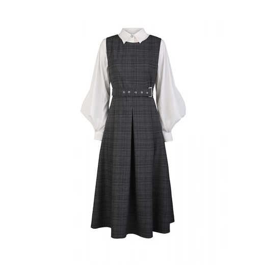 S.DEERsdeer women's 25-year new lapel plaid waist shirt dress suit S253Z1413 German gray 87 S 160