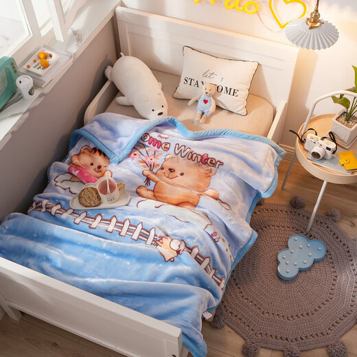 Guhe Children's Blanket Winter Thickened Kindergarten Newborn Baby Blanket Baby Nap Small Blanket Coral Velvet Blanket Cute Pet Paradise 100cm*130cm Double layer thickening about 1.8Jin Jin equals 0.5kg