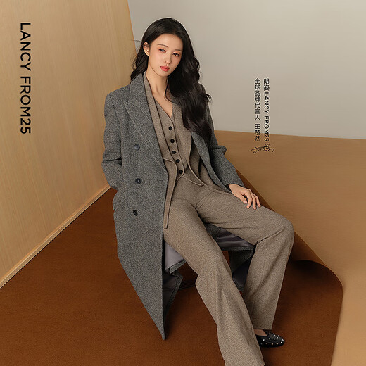 Langzi and Wang Churan's same style wool double-breasted suit is fashionable and retro