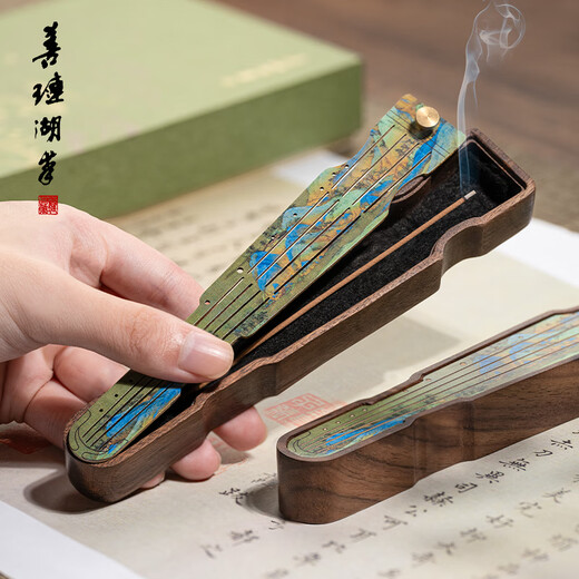 Shanlianhu pen Thousands of hills and valleys to the town Walnut solid wood town ruler Thousands of miles of rivers and mountains Picture copper paperweight Chinese style four treasures of the study handicrafts Brush calligraphy French painting Press paper gifts