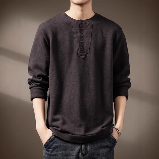 LUMILOTUS light luxury new brand high-end American tough guy Henry collar sweater men's winter new heavy retro casual classic style S suitable for 90-110 Jin Jin equals 0.5 kg