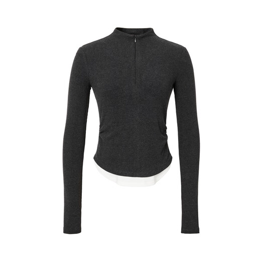 Ainosi Yashi Shopping Mall Same Style Winter New Versatile Slim Waist Stitching Stand Collar Sweater Women 41016008 Smoke Gray M