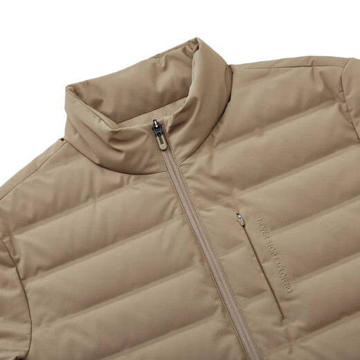 Jiumuwang three-proof down large goose down down jacket men's winter warm and cold light outdoor coat hooded jacket khaki + slim version + stand collar JK5D-57417 M 170/92A(48)