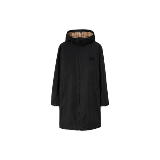 Burberry (BURBERRY) FW23CH color liso con capucha y cremallera de manga larga cortavientos de longitud media para hombre negro negro L sin bolsa de regalo original caja de regalo