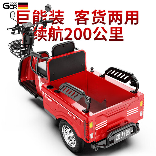Galide high-power electric tricycle with shed for household use, small scooter for the elderly, mountain hauling, long-range electric tricycle, 48V600W naked bike (battery charger not included)