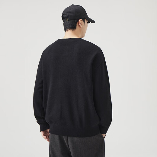 LUMILOTUS light luxury new brand single button Henry collar American warm sweater for men 2025 new autumn and winter casual soft floral gray S suitable for 95-110Jin Jin equals 0.5 kg