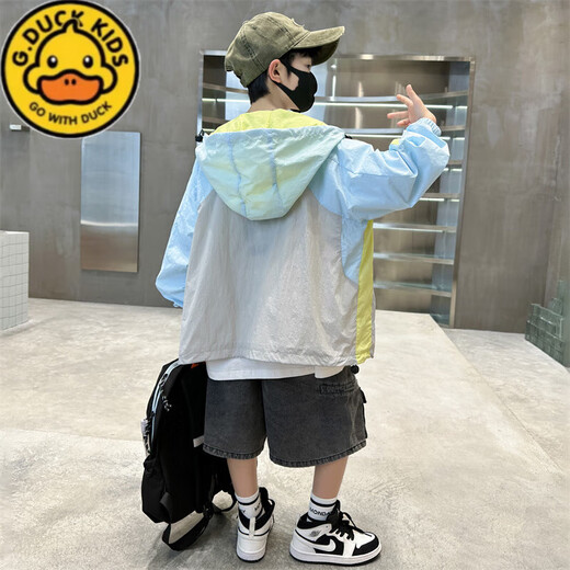 G.DUCKKIDS boys' sun protection jacket summer thin 2025 new medium and large children's hooded children's ice silk boy breathable sun protection jacket three-color sun protection jacket 150