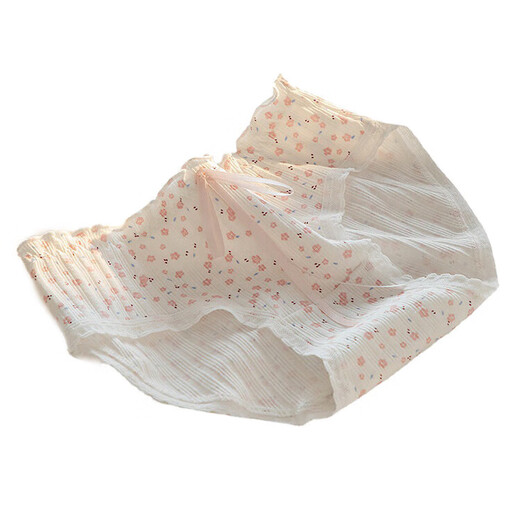 Universal underwear for women, pure cotton, all-season thin, high elastic breathable mid-waist triangle shorts for girls and students, crushed strawberry 105~135