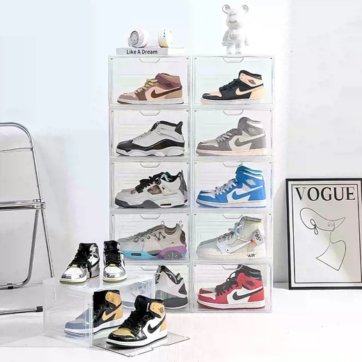 Yusenyi RMAX shoe box AJ acrylic sneakers transparent storage box magnetic side opening to display plastic dormitory artifact shoes (E) transparent side opening shoe box 8 pieces 33x27x21cm