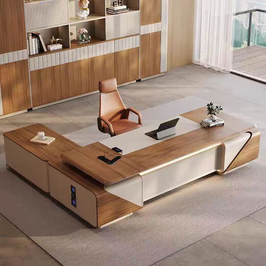 Suyu New Chinese Style Office Solid Wood Large Table Desk Leader CEO Pure Solid Wood Executive Desk Boss Desk with Side Cabinets Customized Sizes and Colors Please Contact Customer Service