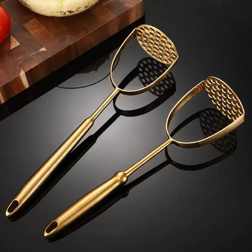 Yusenyi stainless steel sweet potato masher household potato press kitchen tool manual multi-function masher potato masher small potato press (gold) 1ml small potato press (gold)