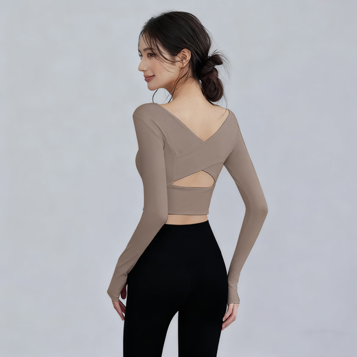 Yu Hee Hee, beautiful autumn and winter yoga clothing set, new high-end fitness, Pilates training, running, milky white top + gray pants S (100Jin Jin is equal to within 0.5kg)