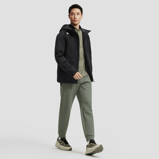 DESCENTE Wu Leis gleicher Stil DESCENTE Disante TRAINING Herren-Daunenjacke mit Anti-Bohring-Samt und kurzer Kapuze, BK-Schwarz, L (175/96A)