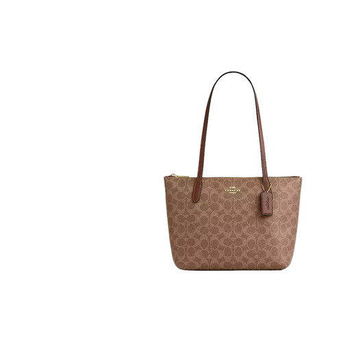 COACH brand direct supply women's bag new small light luxury portable shoulder tote bag gift for women khaki brown CBT18 IMXHE