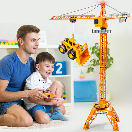 Shantou Lincun Simulation Tower Crane Children's Construction Tower Crane Large Engineering Vehicle Toy Wireless Remote Control Crane Model 9814 Extra Large Remote Control Crane Tower