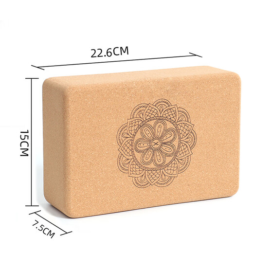 WEME high-density cork yoga bricks leg press auxiliary tools fitness yoga dance Pilates non-slip exercise bricks wood color 22.6*15*7.5cm (750g/Shore hardness 80)