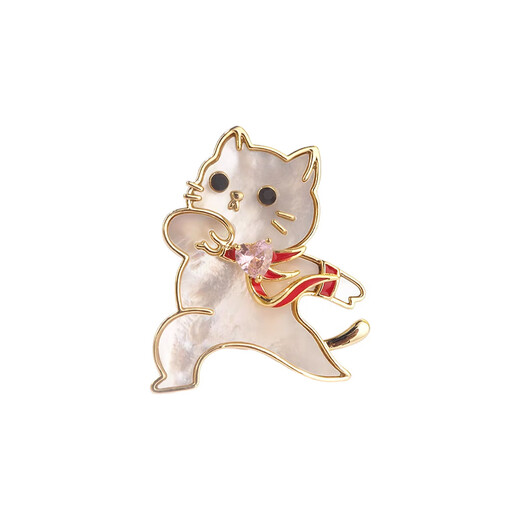 Xinshe Cartoon Cute Cat Brooch Women's Design Niche Coat Pin Fashionable High-End Exquisite Luxurious Temperament Accessory Struggle Kitten Brooch (3.4*3cm)