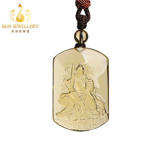 Bailuoqi Wu Wealth God Zhao Gongming natural citrine pendant raw stone carved necklace men and women pendant amulet gift citrine Wu Wealth God 45*30mm