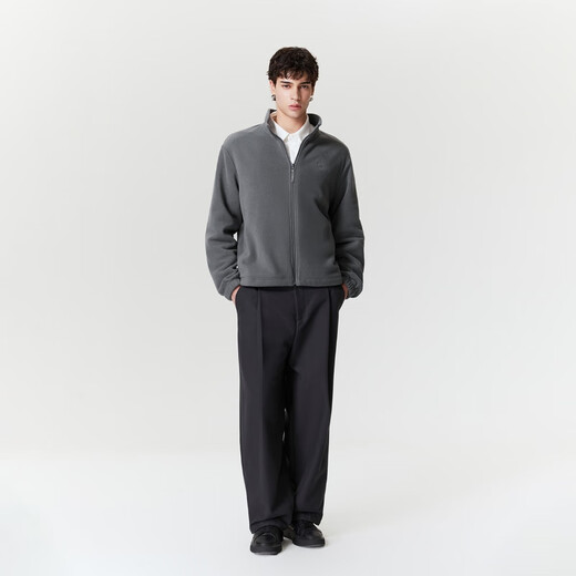 JACK&JONES Boys Autumn Versatile Jacket 2025 New Comfort Stand Collar Long Sleeve Polar Fleece Jacket 225321069 Smoked Pearl M (175)