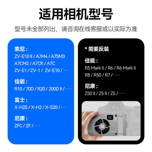 Fengbiao (FB) camera radiator Sony A7M4/A7C2/A7S3/ZV-E10 Canon R8/R6/R50 Fuji