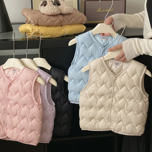 G.DUCKKIDS little yellow duck baby vest boys and girls vest baby waistcoat for small and medium-sized children autumn and winter liner children can wear inside and outside, black 90 (recommended height 70-80cm)