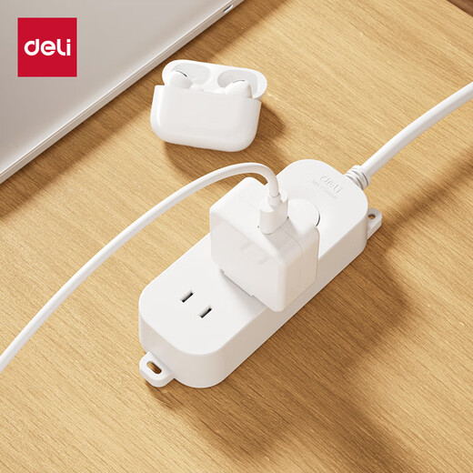 Deli (deli) 3C certified national standard safety socket/socket strip/strip board/wiring board/socket strip/trailer board extension cord master control switch protection door 2 positions 1 meter 33910(01)