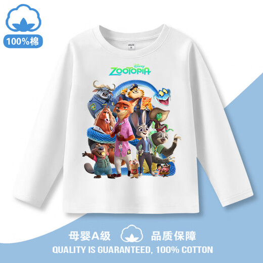 Oxygen Zootopia 2 Long Sleeve T-Shirt Cotton Zootopia Clothes Children's Nick Judy Boys Top Light Blue-Zootopia 130 cm