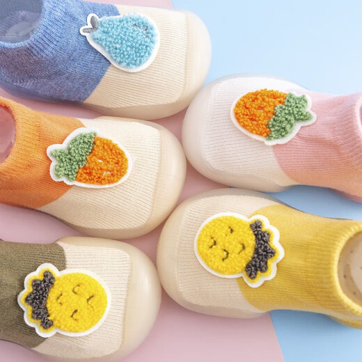 Baby toddler shoes Baby toddler socks and shoes for men and women, infants and young children, spring and autumn, children's fruit cartoon, breathable blue 22/23 Inner length 13.5cm