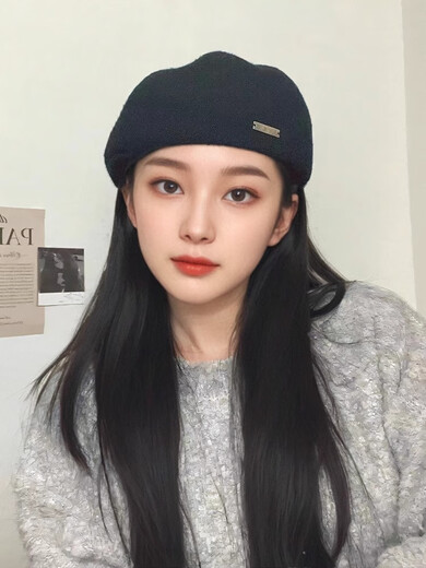 Korean style versatile beret for women 2025 autumn and winter new style elegant reverse wear forward hat retro wool painter hat mocha color M (56-58cm)