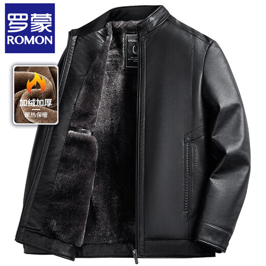 Luo Meng Leather Jacket Men's Dad Winter Clothes Thickened Middle-aged and Elderly Men's New Warm Leather Jacket Tops