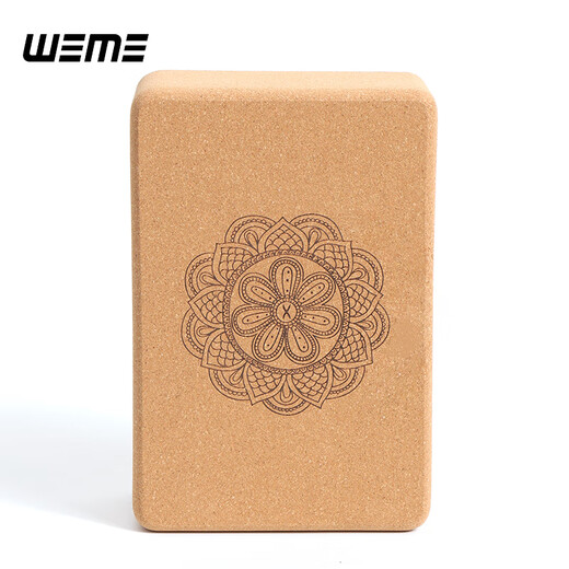 WEME high-density cork yoga bricks leg press auxiliary tools fitness yoga dance Pilates non-slip exercise bricks wood color 22.6*15*7.5cm (750g/Shore hardness 80)