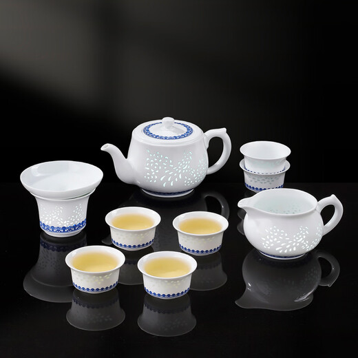 Jingdezhen (jdz) ceramic tea set Chinese style intangible cultural heritage blue and white exquisite Kung Fu tea set high-end housewarming gift for home use