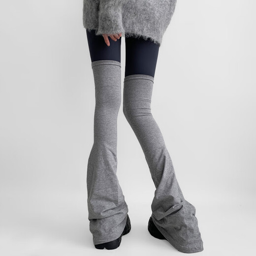 Night Classroom Winter Leg Covers Over the Knees Autumn and Winter Gray Long-Tube Horned Wide-Leg Socks Covers Extra Long Black Socks Women Gray One Size