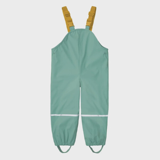 2024 children's suspenders plus velvet rain pants kindergarten baby boys and girls full body waterproof pants outdoor dark green S one size fits all 1 piece