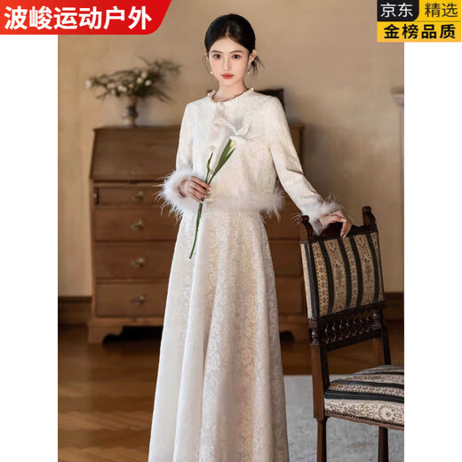 MPPMCK light luxury high-end new Chinese style winter engagement toast dress female bride Xiaoxiangfeng certificate registration white dress day white M