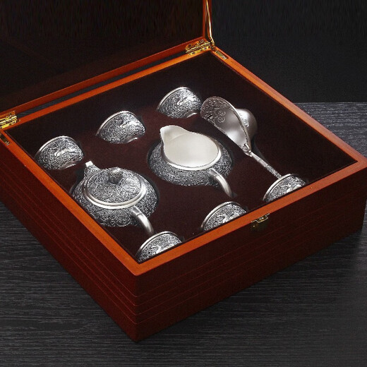Li Cuixing 999 pure silver teapot sterling silver tea set handmade silver teapot Zhuilu about 298g 350ml (only 1 left)