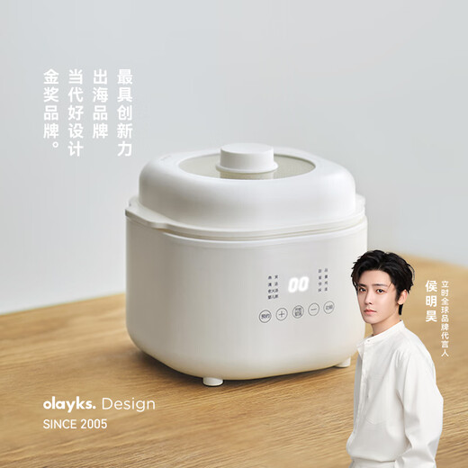 Olayks exports original electric stew pot for 1-2 people, electric stew pot, small household water-proof bird's nest stew, porridge artifact, baby food supplement, ceramic stew pot 1L - with anti-scald handle