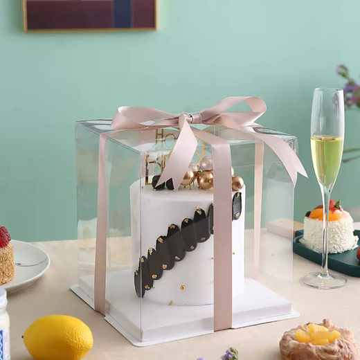 Yusenyi cake packaging box inch packaging box 614 double layer transparent heightened box birthday 12 customized eggs black black 8 inch four layers 26x26x40 (5 pieces)