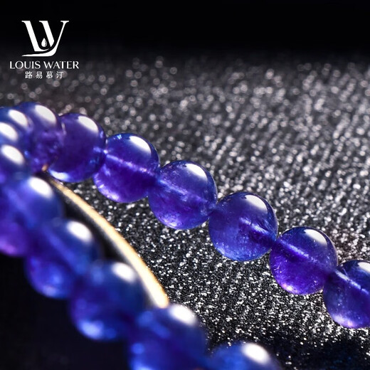 LOUIS WATER Jewelry Grade Old Mine Tanzania's Top Luxury Tanzanite Bracelet Crystal Bracelet Women's Men's Toy Accessories Christmas Collection Grade 7A About 6mm Tanzanite One Certificate for One Thing