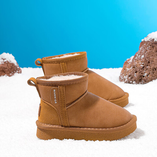 Pull back children's snow boots new winter girls' shoes plus velvet to keep warm boys' cotton shoes WBNJS2584 camel 37