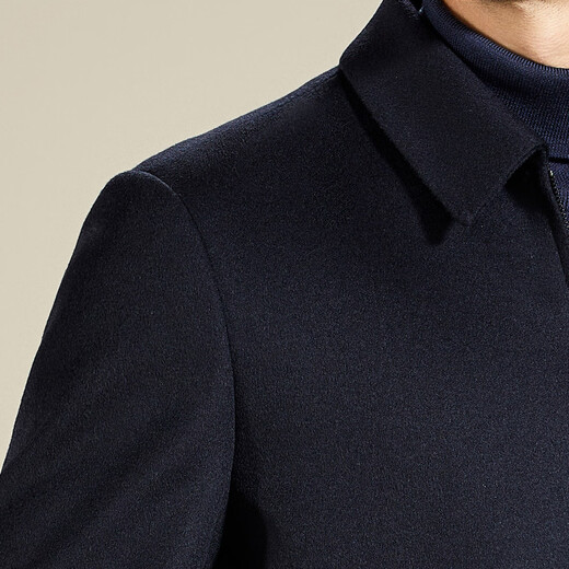 Antonio 100% Australian wool autumn and winter thick business pure wool jacket men's lapel commuting casual short woolen jacket navy blue 2XL 54 (185/100A)