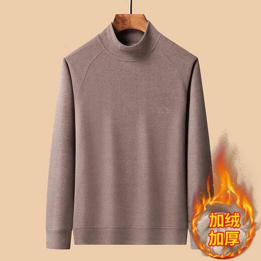 Dad's autumn and winter long-sleeved sweatshirt men's winter velvet thickened thermal underwear half turtleneck bottoming shirt top (Henry collar) dark gray XL XL suitable for 90--115Jin Jin is equal to 0.5 kg
