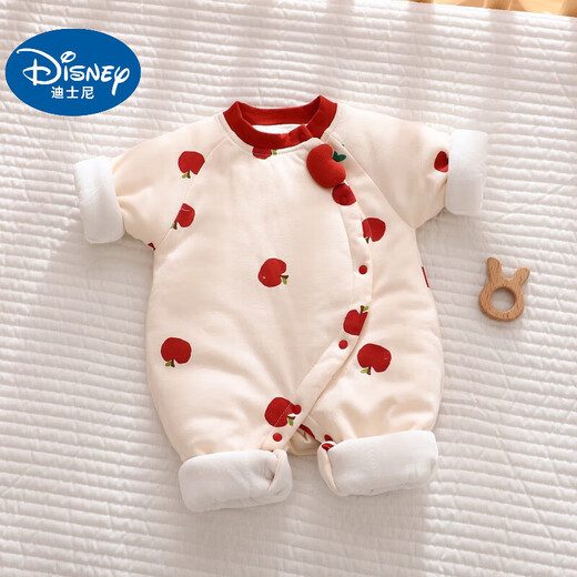 迪士尼（Disney）婴儿连体衣新生儿衣服冬装加厚保暖哈衣夹棉初生宝宝棉衣服秋冬款 平安果果夹棉连体 59cm 59码建议0-3个月10斤以内cm